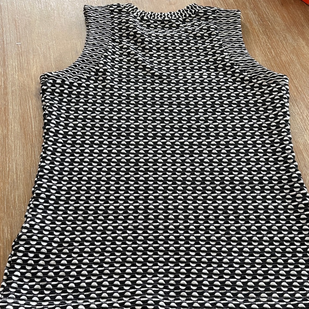 Preowned Maeve By Anthropologie Black & White Geometric Crewneck Tank Top Size M - Picture 3 of 4